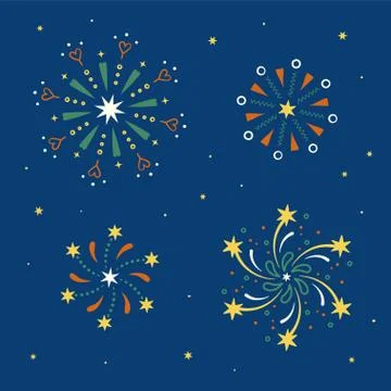 Cute fireworks pattern elements Stock Illustration
