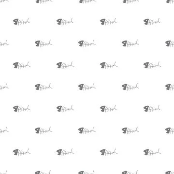 Cute Fish bones Seamless pattern. Cartoon Fish skeleton, background. Vector I Stock Illustration