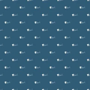 Cute Fish bones Seamless pattern. Cartoon Fish skeleton, background. Vector.. Illustrazione stock