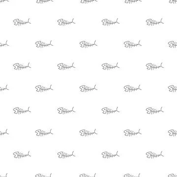 Cute Fish bones Seamless pattern. Cartoon Fish skeleton, background. Vector.. Stock Illustration