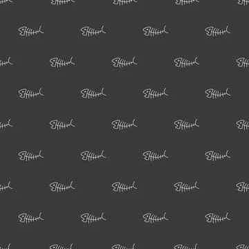 Cute Fish bones Seamless pattern. Cartoon Fish skeleton, background. Vector.. Stock Illustration