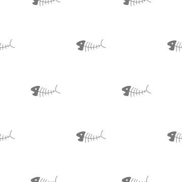Cute Fish bones Seamless pattern. Cartoon Fish skeleton, background. Vector.. Illustrazione stock