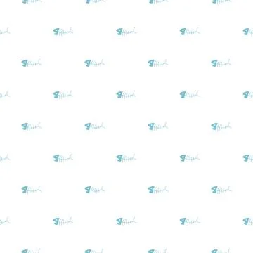 Cute Fish bones Seamless pattern. Cartoon Fish skeleton, background. Vector.. イラスト素材