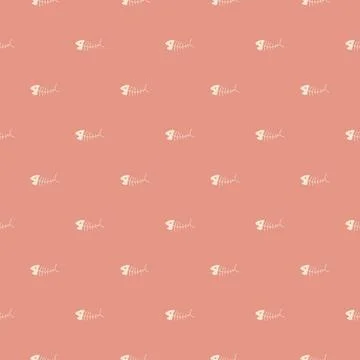Cute Fish bones Seamless pattern. Cartoon Fish skeleton, background. Vector I Stock Illustration
