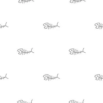 Cute Fish bones Seamless pattern. Cartoon Fish skeleton, background. Vector.. Stock Illustration