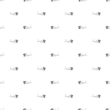 Cute Fish bones Seamless pattern. Cartoon Fish skeleton, background. Vector.. Stock Illustration