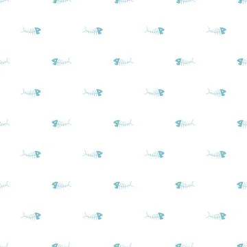 Cute Fish bones Seamless pattern. Cartoon Fish skeleton, background. Vector.. Stock Illustration