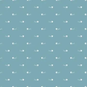 Cute Fish bones Seamless pattern. Cartoon Fish skeleton, background. Vector.. Stock Illustration