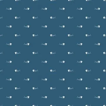 Cute Fish bones Seamless pattern. Cartoon Fish skeleton, background. Vector.. Stock Illustration