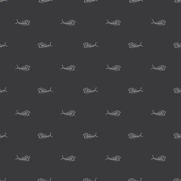 Cute Fish bones Seamless pattern. Cartoon Fish skeleton, background. Vector.. Stock Illustration