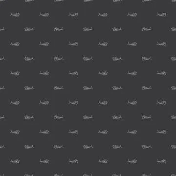 Cute Fish bones Seamless pattern. Cartoon Fish skeleton, background. Vector.. Stock Illustration