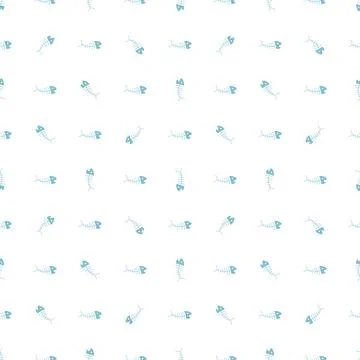 Cute Fish bones Seamless pattern. Cartoon Fish skeleton, background. Vector.. イラスト素材