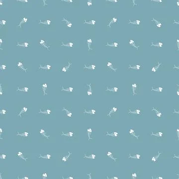 Cute Fish bones Seamless pattern. Cartoon Fish skeleton, background. Vector I Illustrazione stock