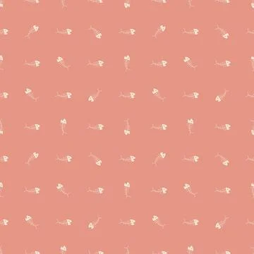 Cute Fish bones Seamless pattern. Cartoon Fish skeleton, background. Vector.. イラスト素材