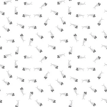 Cute Fish bones Seamless pattern. Cartoon Fish skeleton, background. Vector I Stock Illustration