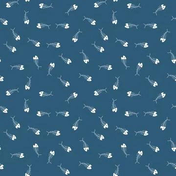 Cute Fish bones Seamless pattern. Cartoon Fish skeleton, background. Vector I イラスト素材