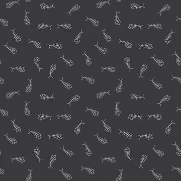 Cute Fish bones Seamless pattern. Cartoon Fish skeleton, background. Vector I イラスト素材