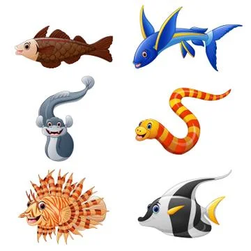 Cute fish collection set Stock Illustration