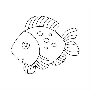 Cute fish coloring sheet. elements of a children's coloring book Stock Illustration