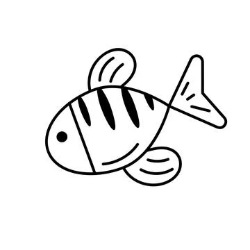 Cute fish in doodle style. Stock Illustration