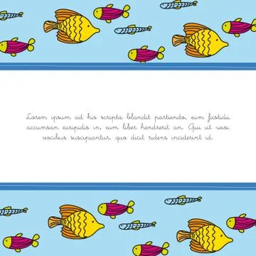 Cute fish frames, hand drawing. vector illlustration Stock Illustration