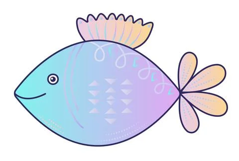 Cute fish, gradient illustration Stock Illustration