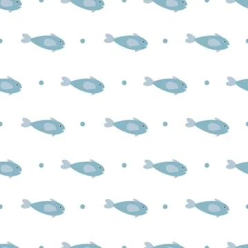 Cute fish seamless pattern vector Stock Illustration