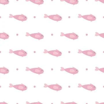 Cute fish seamless pattern vector Stock Illustration