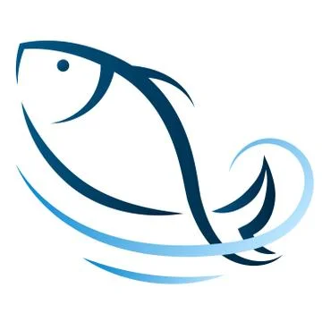 Cute fish on the wave Stock Illustration