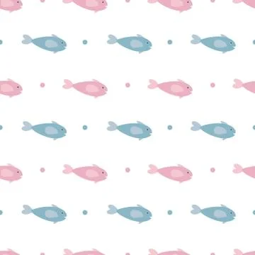 Cute fishes seamless pattern vector Stock Illustration