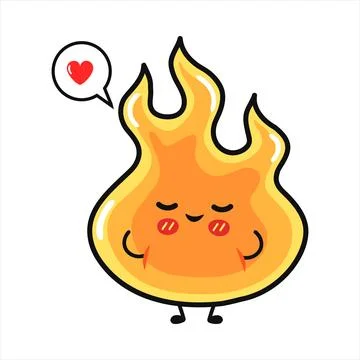 Cute flame character with heart speech bubble Stock Illustration