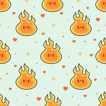 Cute flame character seamless pattern design Stock Illustration