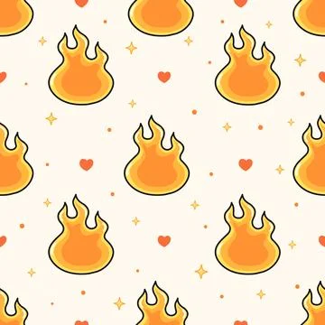 Cute flame character seamless pattern design Stock Illustration