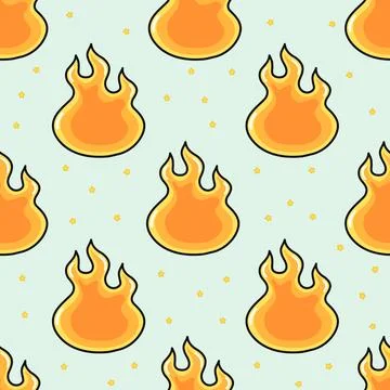 Cute flame character seamless pattern design Stock Illustration