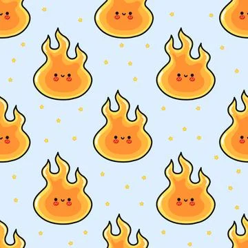 Cute flame character seamless pattern design Stock Illustration