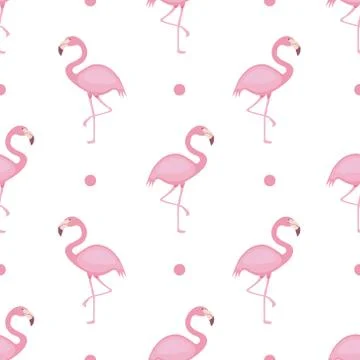 Cute flamingo seamless pattern vector on isolated white background 스톡 일러스트