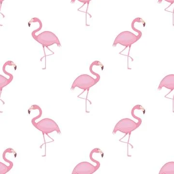 Cute flamingo seamless pattern vector on isolated white background Stock Illustration