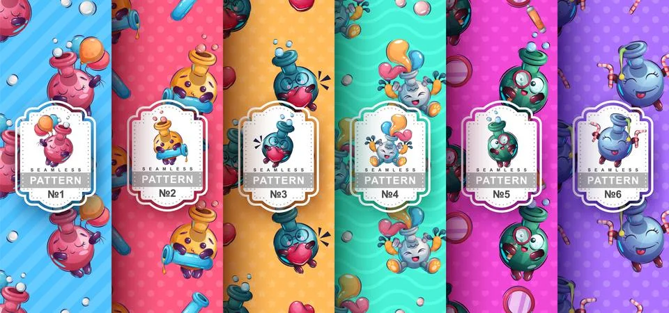 Cute flask - set seamless pattern Illustrazione stock