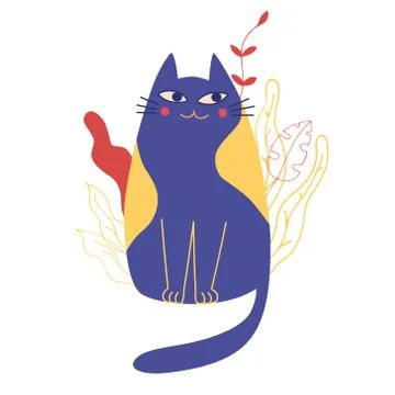 Cute flat cat. Cartoon vector illustration isolated on white background. Good Stock Illustration