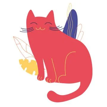 Cute flat cat. Cartoon vector illustration isolated on white background. Good Stock Illustration