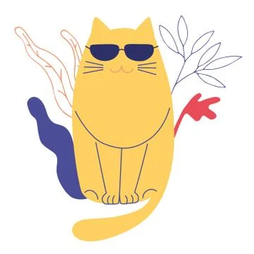 Cute flat cat. Cartoon vector illustration isolated on white background. Good Stock Illustration