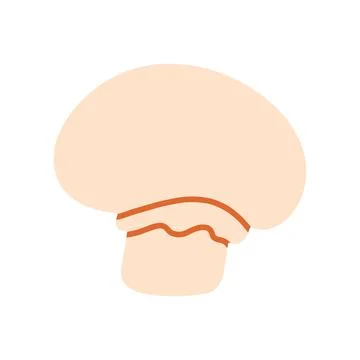 Cute flat champignon mushroom vector isolated on white. Ideal for autumn food Stock Illustration