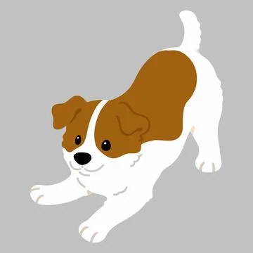 Cute flat colored illustration of Jack Russell Terrier being playful Stock Illustration