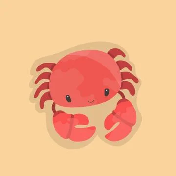Cute flat crab. Stock Illustration
