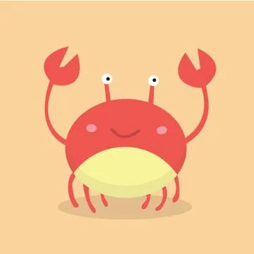 Cute flat crab. Stock Illustration