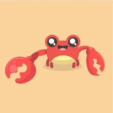 Cute flat crab. Stock Illustration