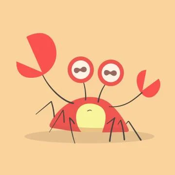 Cute flat crab. Stock Illustration