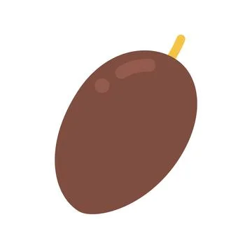 Cute flat design brown date fruit icon isolated on white background Stock Illustration
