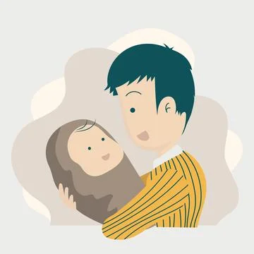 Cute flat design cartoon characters for father's day Illustrazione stock