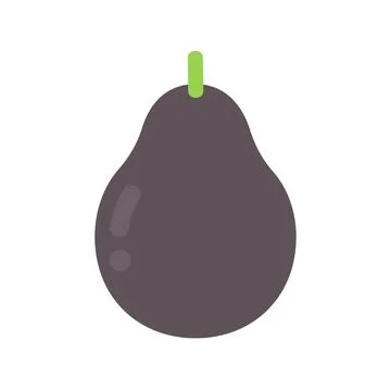 Cute flat design dark purple avocado fruit icon isolated on white background Stock Illustration